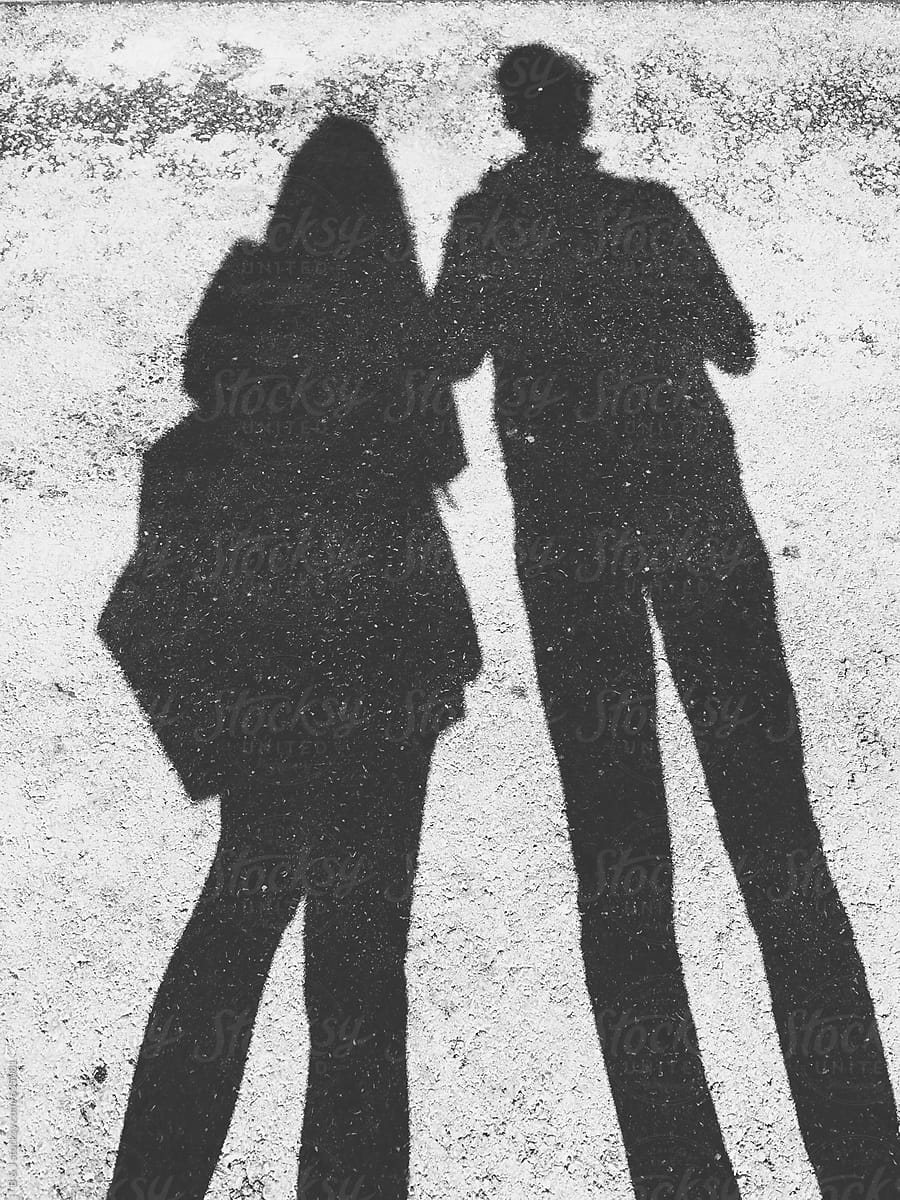 Couple\'s shadow, black and white edition