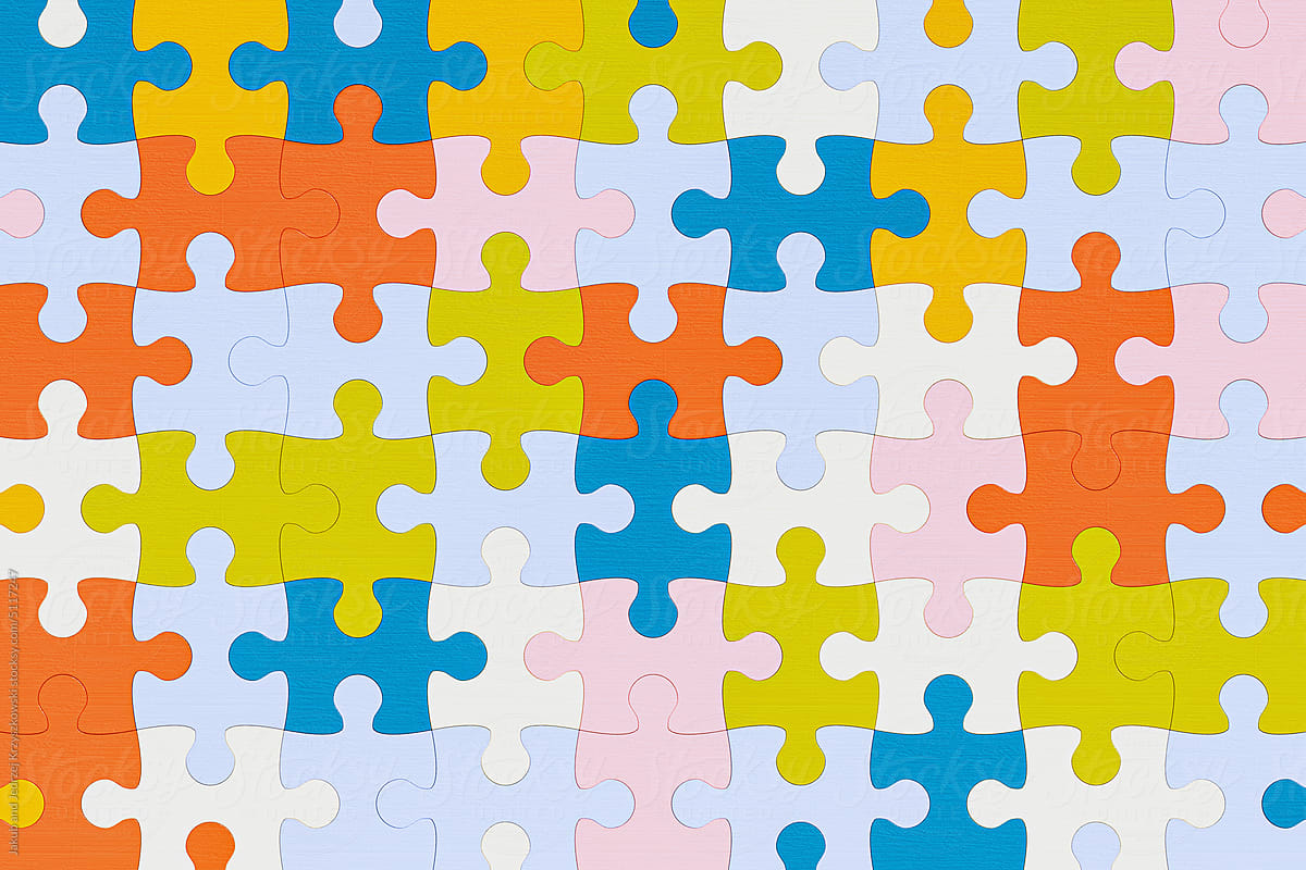 Jigsaw puzzle pieces perfect grid