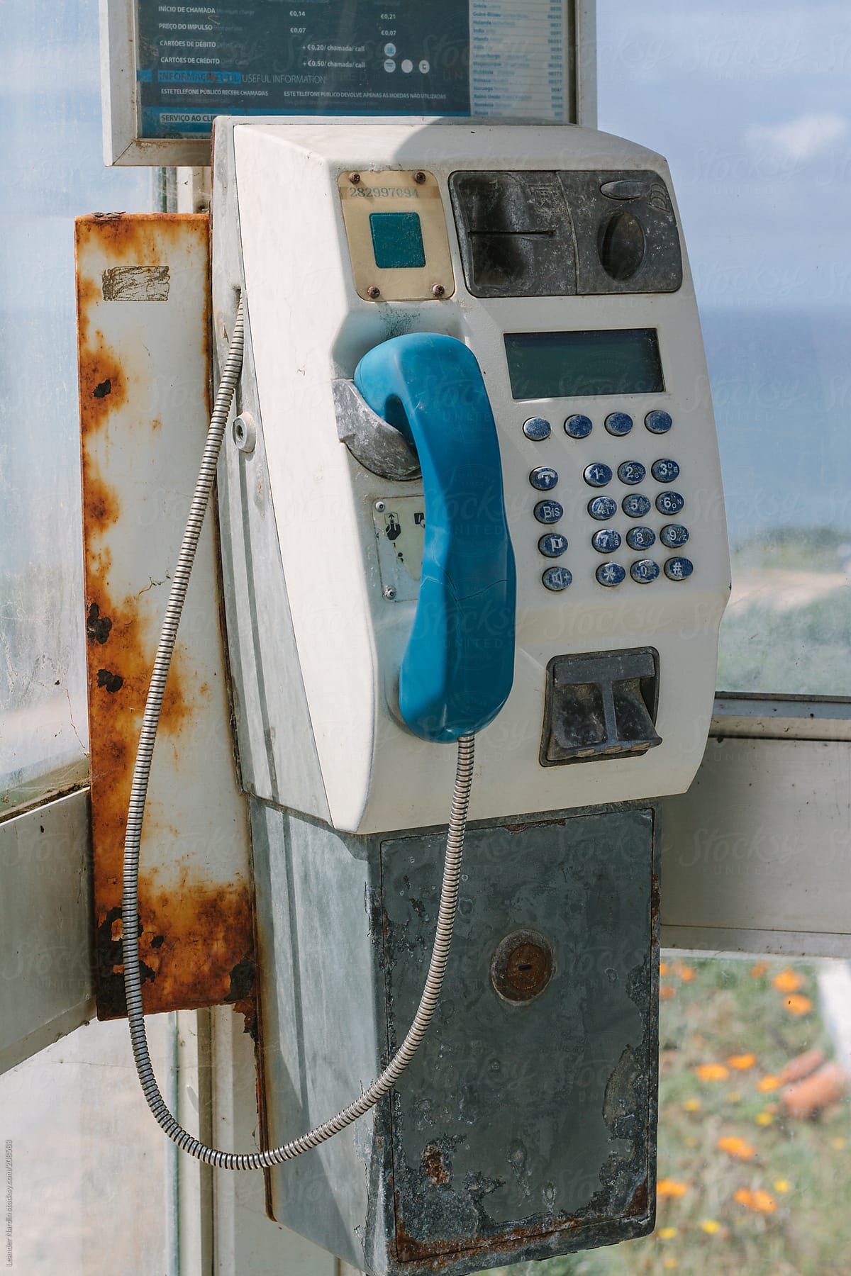 old rusty phone box