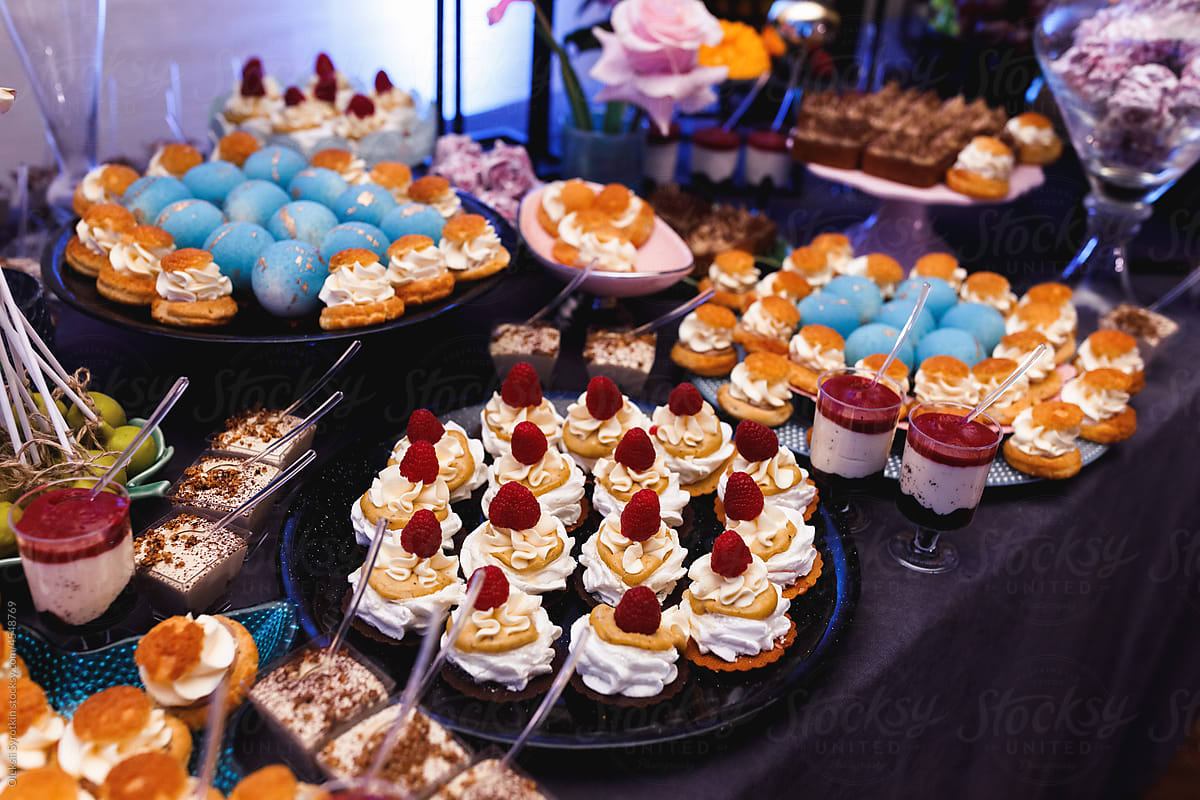 Candy bar with tasty desserts during celebration of event