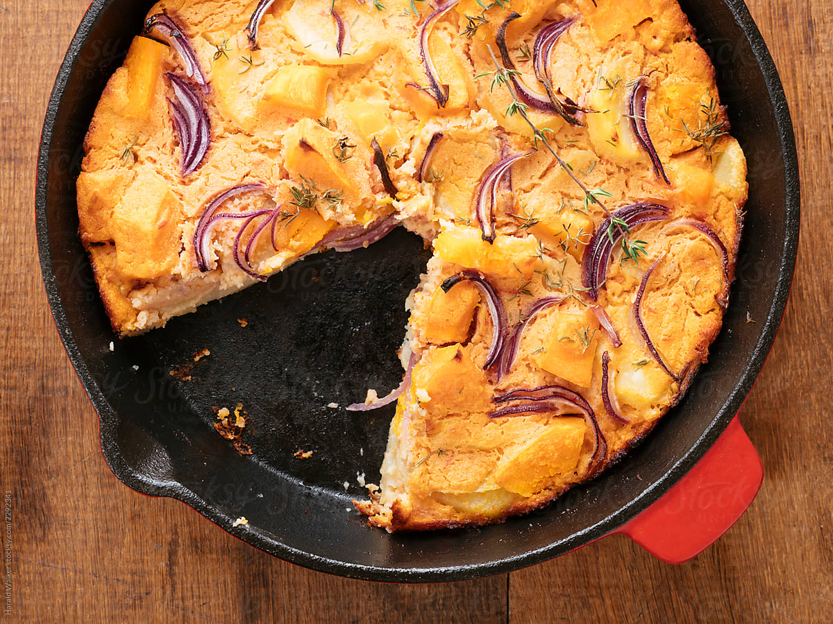 Vegan Spanish Tortillia with Squash and Red Onions