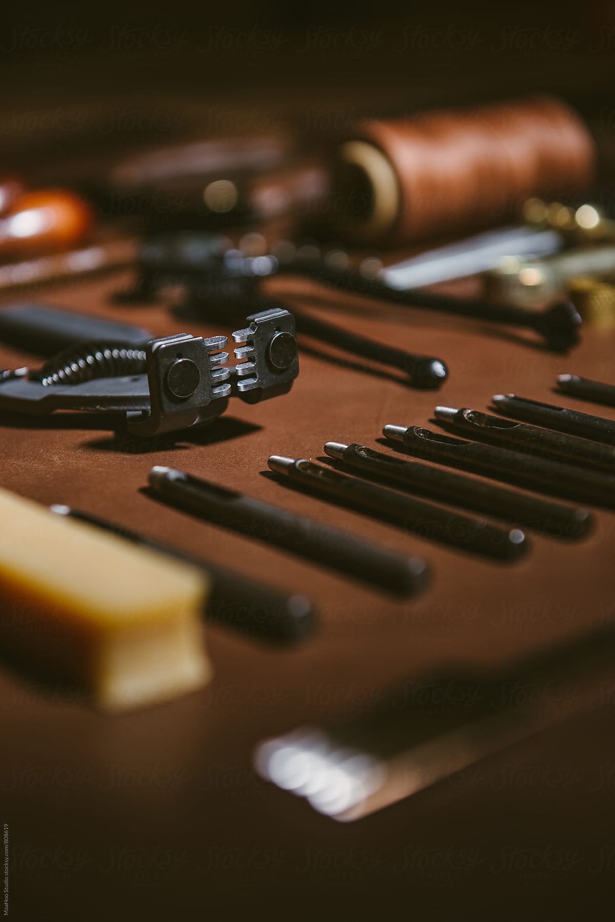 Various leather work tools