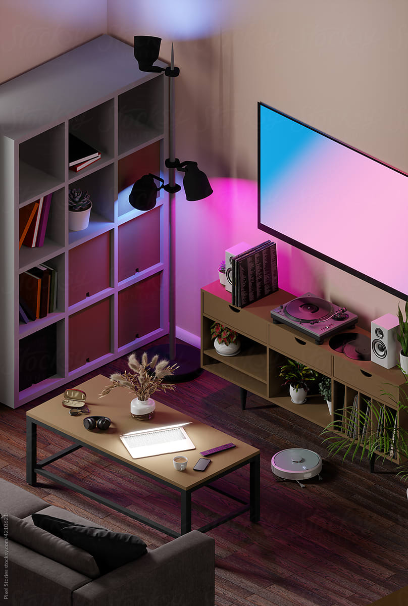 3D smart home living room home interior