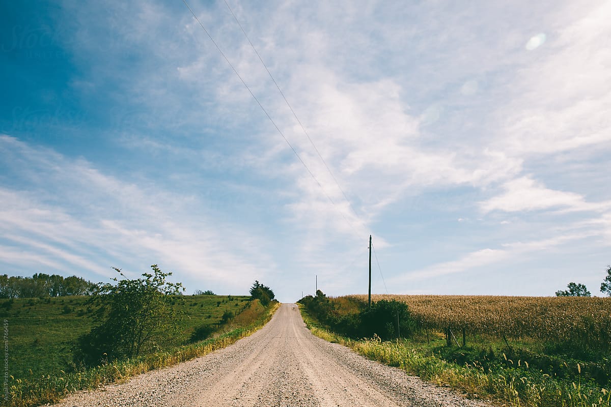Open gravel road in rural america