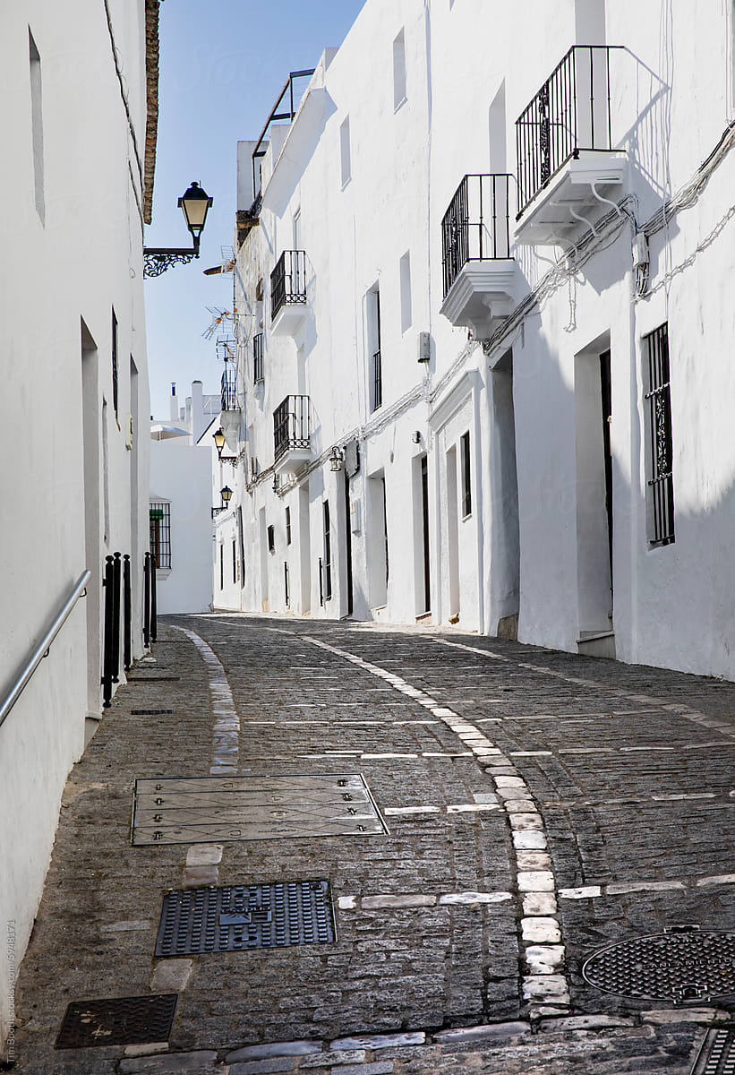 Traditional Spanish cobbled street