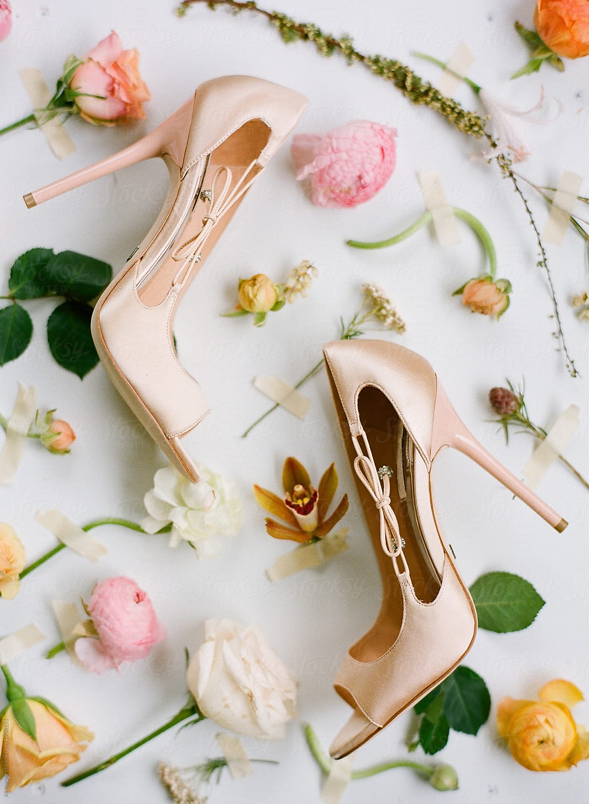 heels with flowers on top