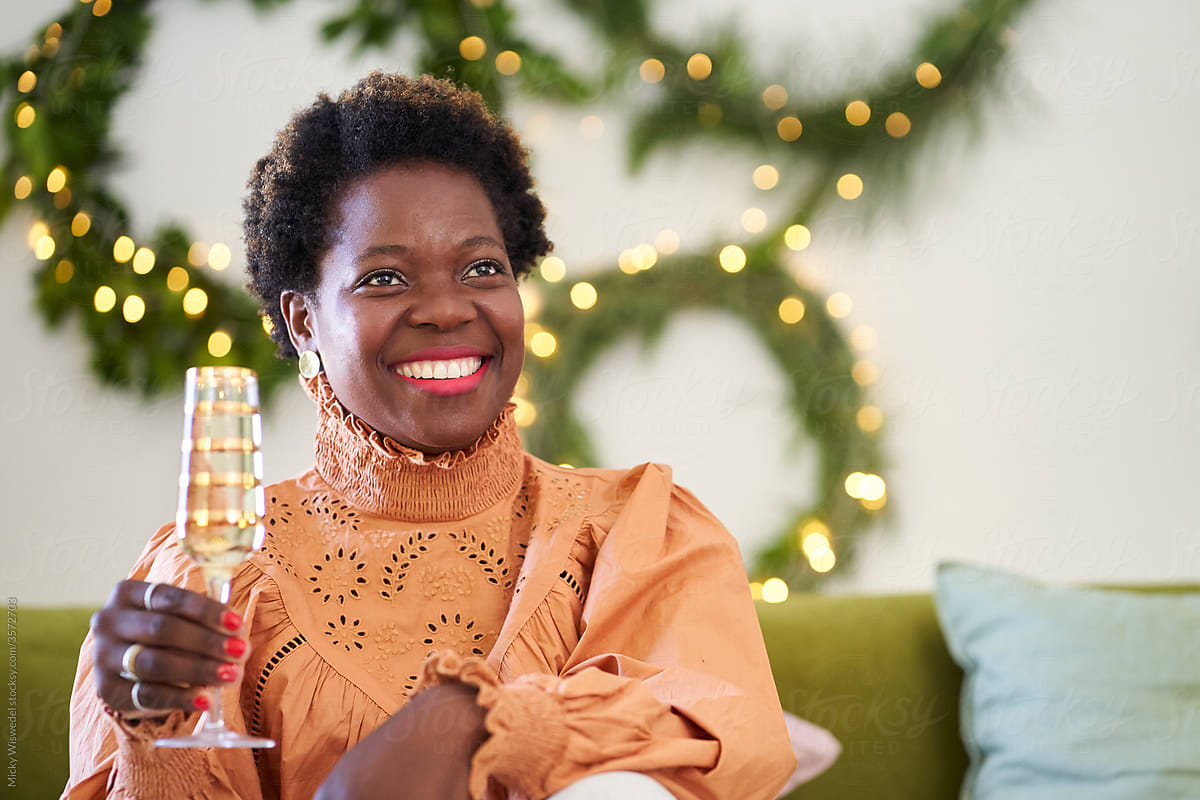 Portrait of an African woman at Christmas
