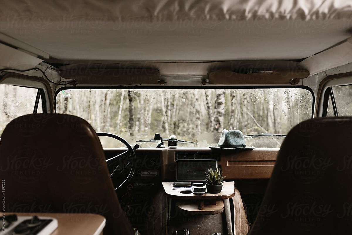 Interior View Of Dashboard In Vintage Camper Van By Nicole