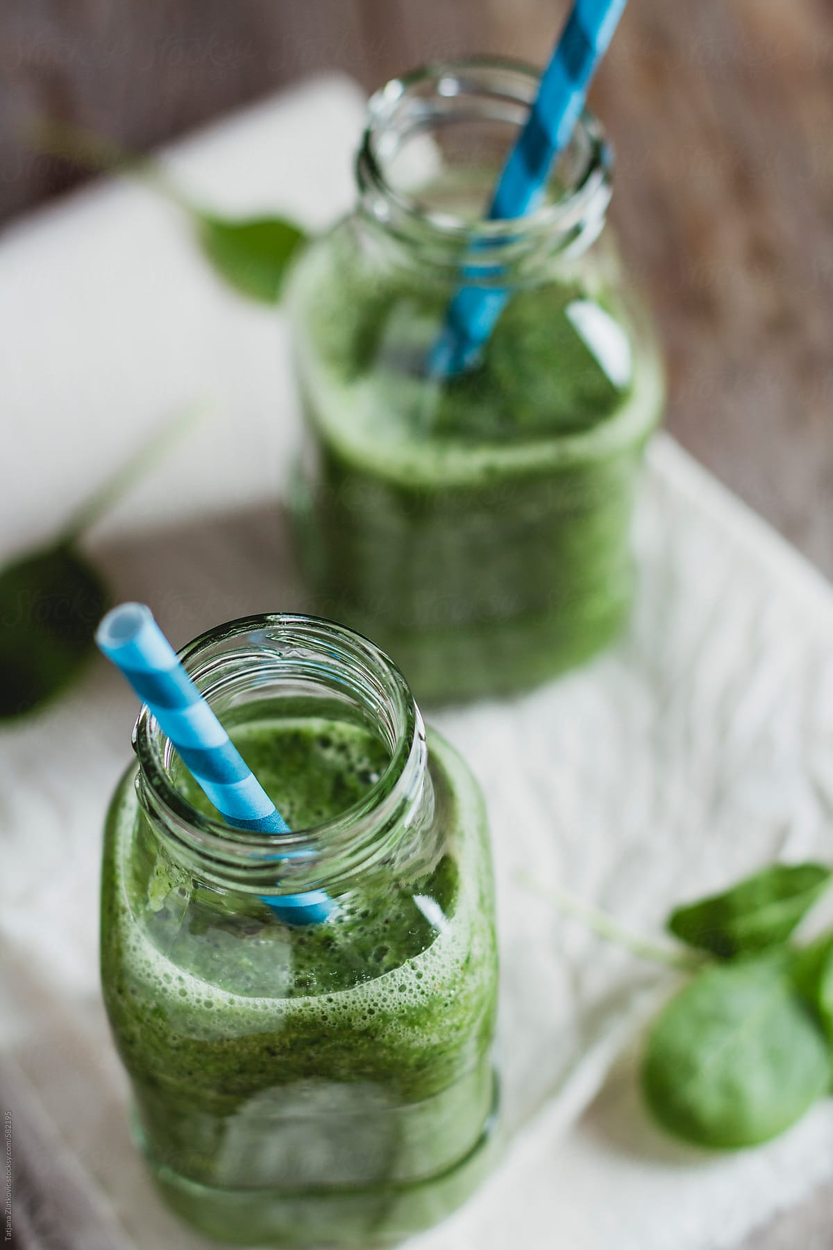 Green smoothie in jar