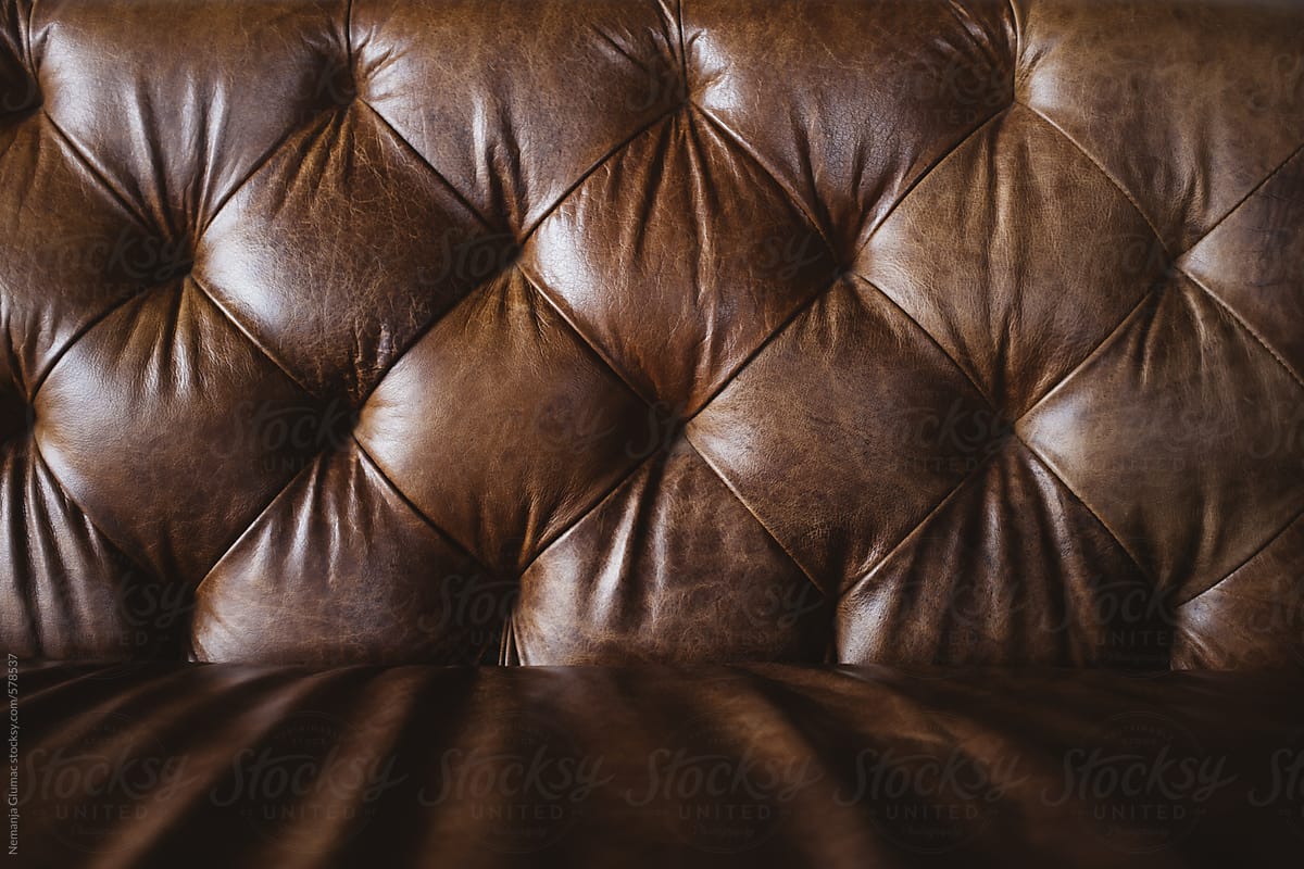 Brown Upholstered Leather Sofa