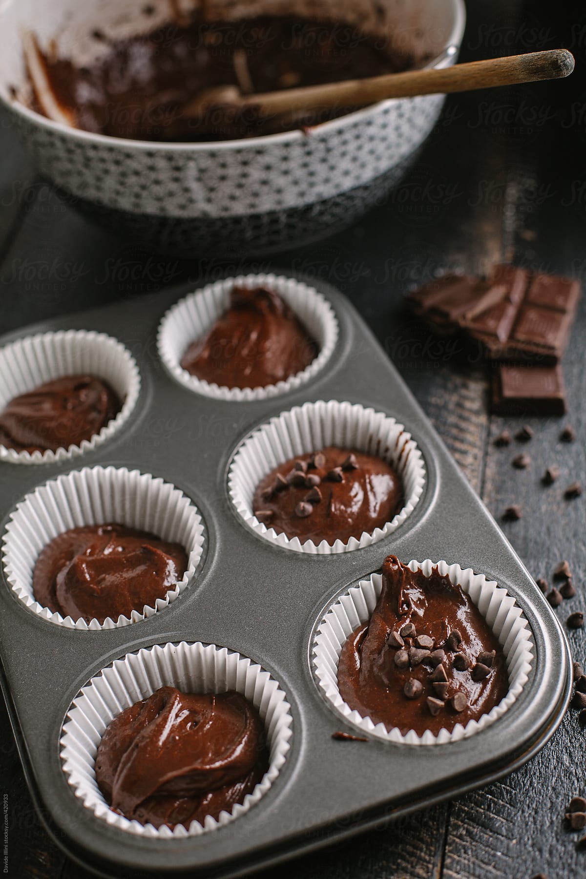 Preparing chocolate muffin
