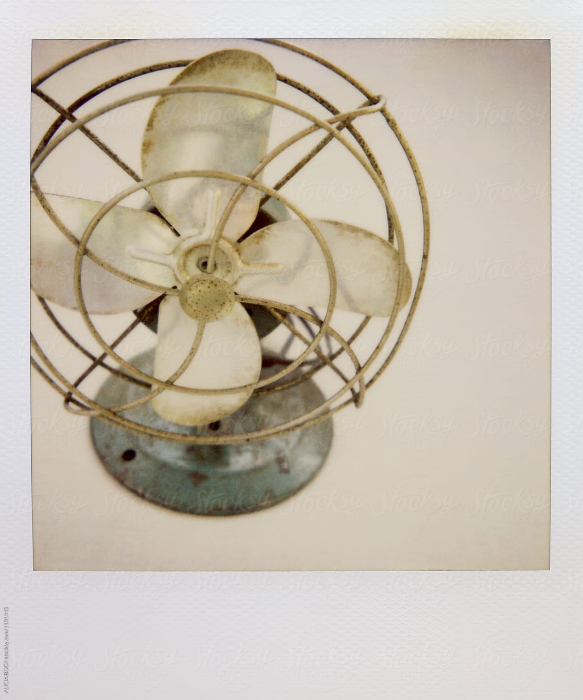 A Vintage Fan Photographed With Expired Polaroid Film