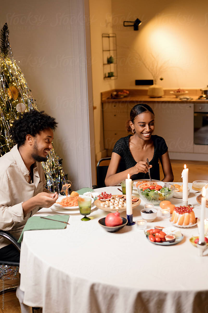 Joyful Christmas Dinner: Friends Celebrate Together