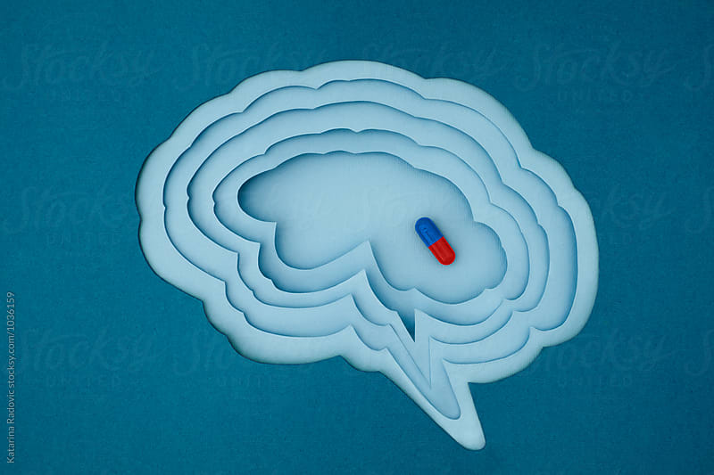 Paper Brain and Pill Inside Of It