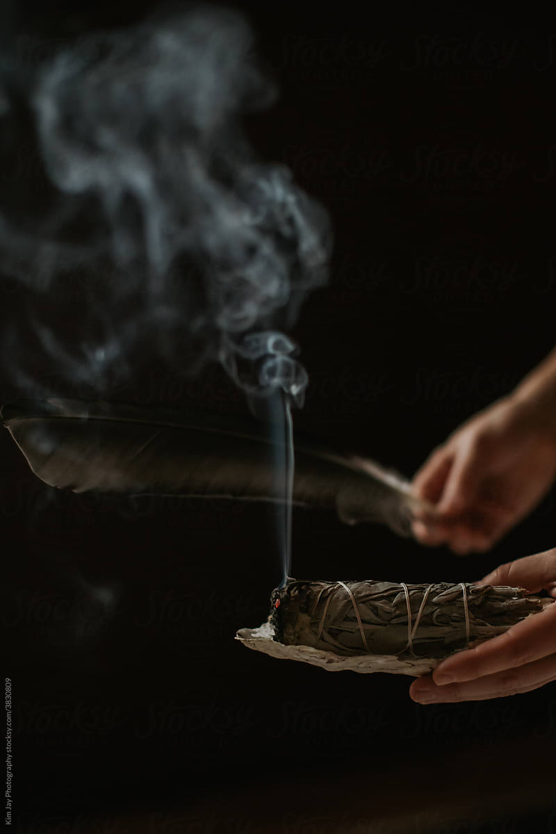 Smudging Ceremony with Sage and Feather