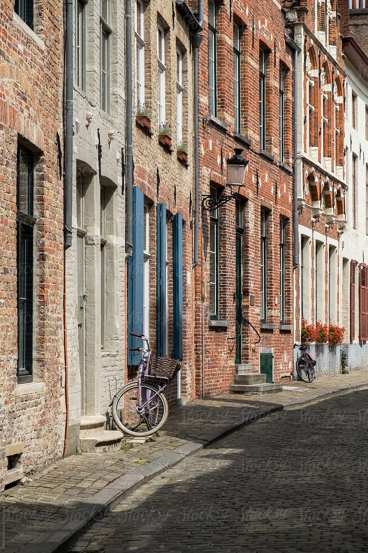 Bicycle on Street in Bruges, Belgium