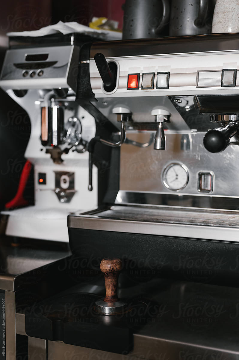 Professional coffee machine in modern restaurant