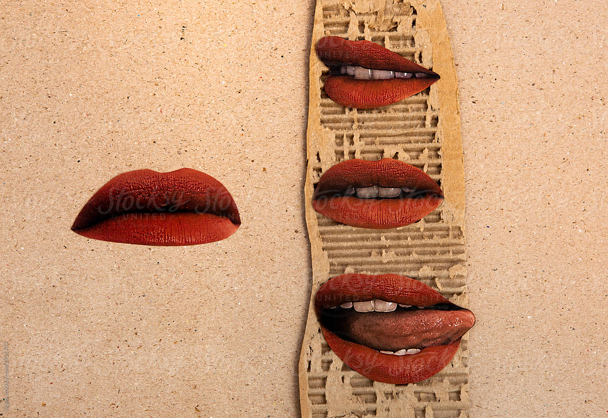 Abstract lips collage