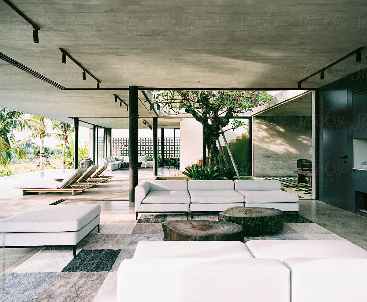 Open Tropical Living Room Interior Design