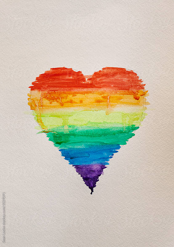 Rainbow Watercolor Heart For Love