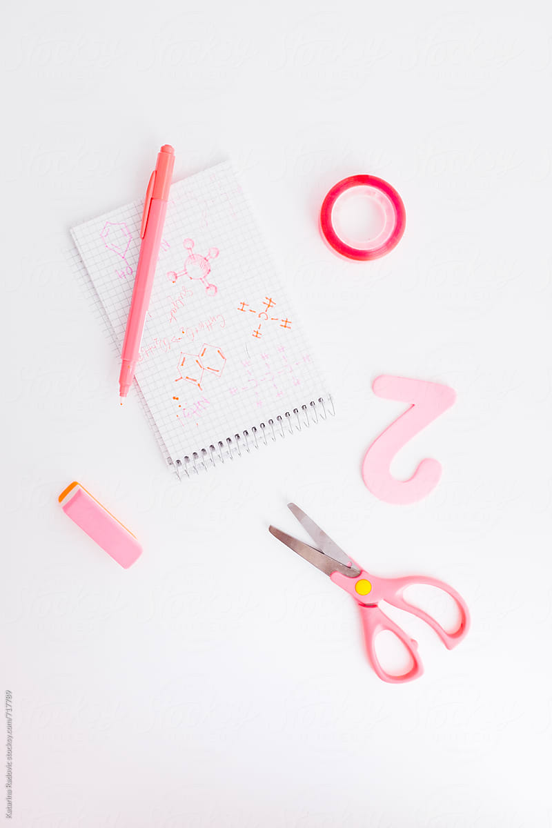 Pink Chemistry Notes and School Items
