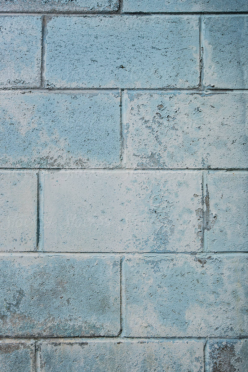 Blue Cinder Block Wall