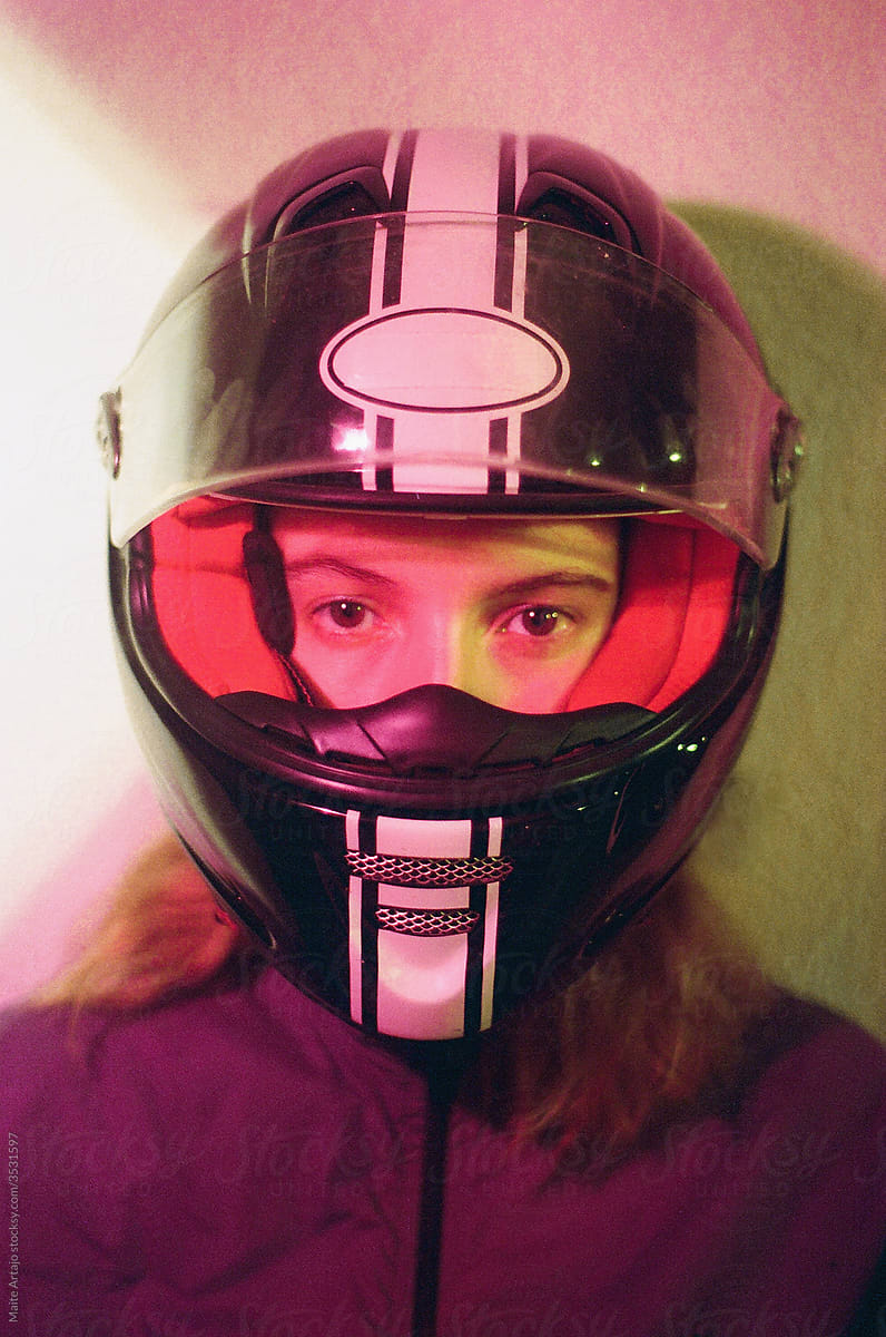 Girl with helmet portrait