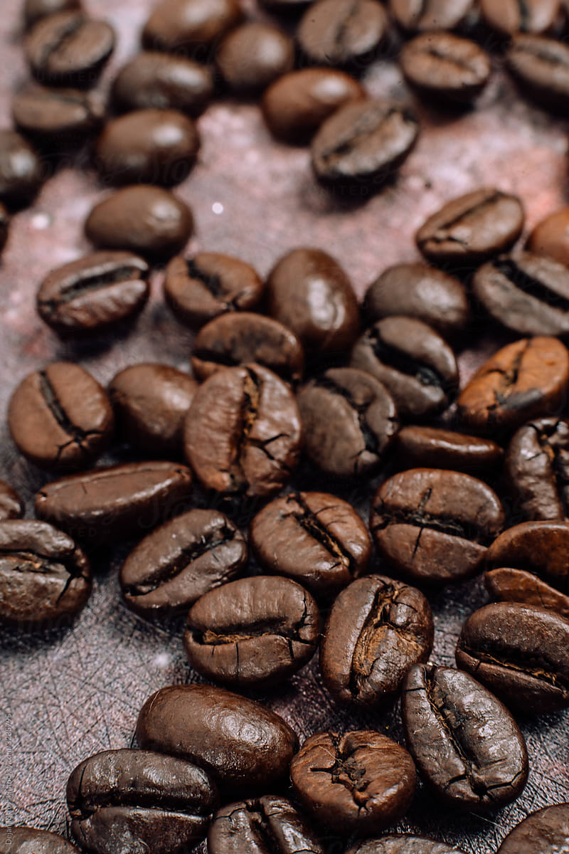 Coffee beans background, fresh roasted