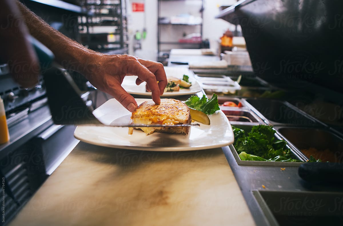 Kitchen: Putting Grilled Cheese On Plate