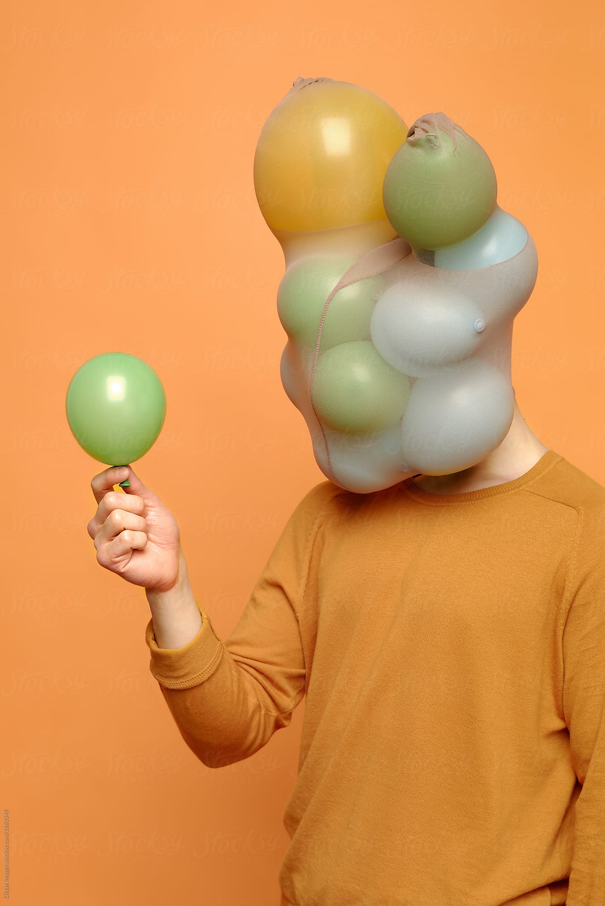 Anonymous man with balloon head