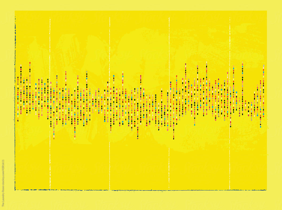 Oscillating Sound File Wave on Yellow Background