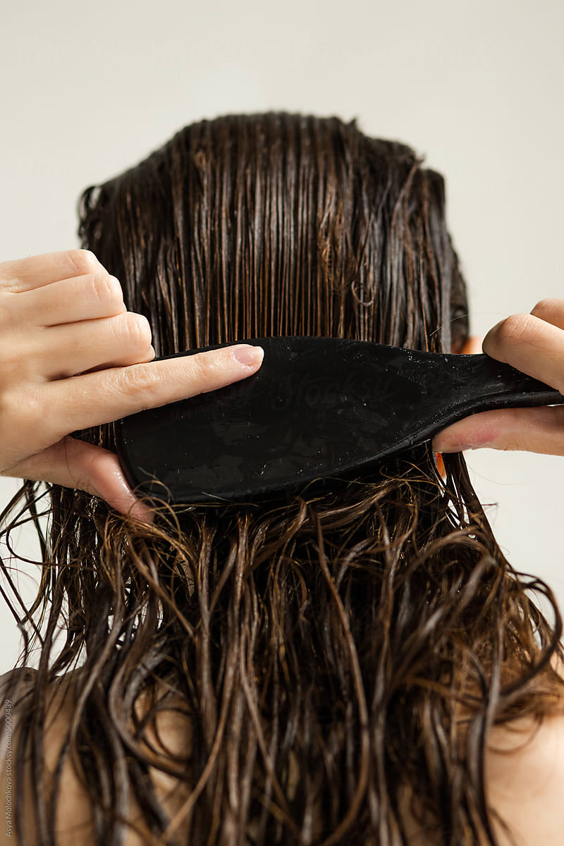 Combing wet hair concept