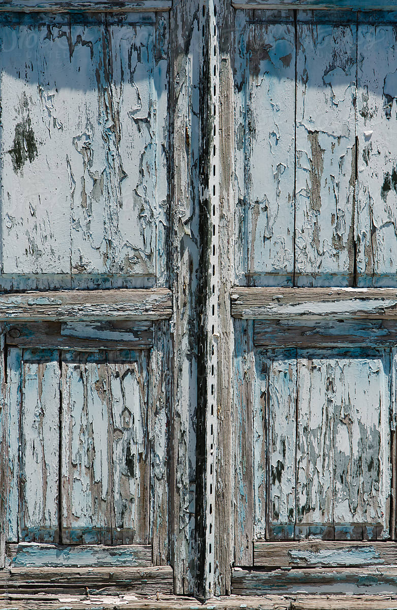 Old Blue Wooden Window Shutters