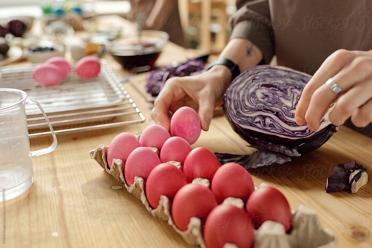 Easter eggs dyed in old-fashioned way