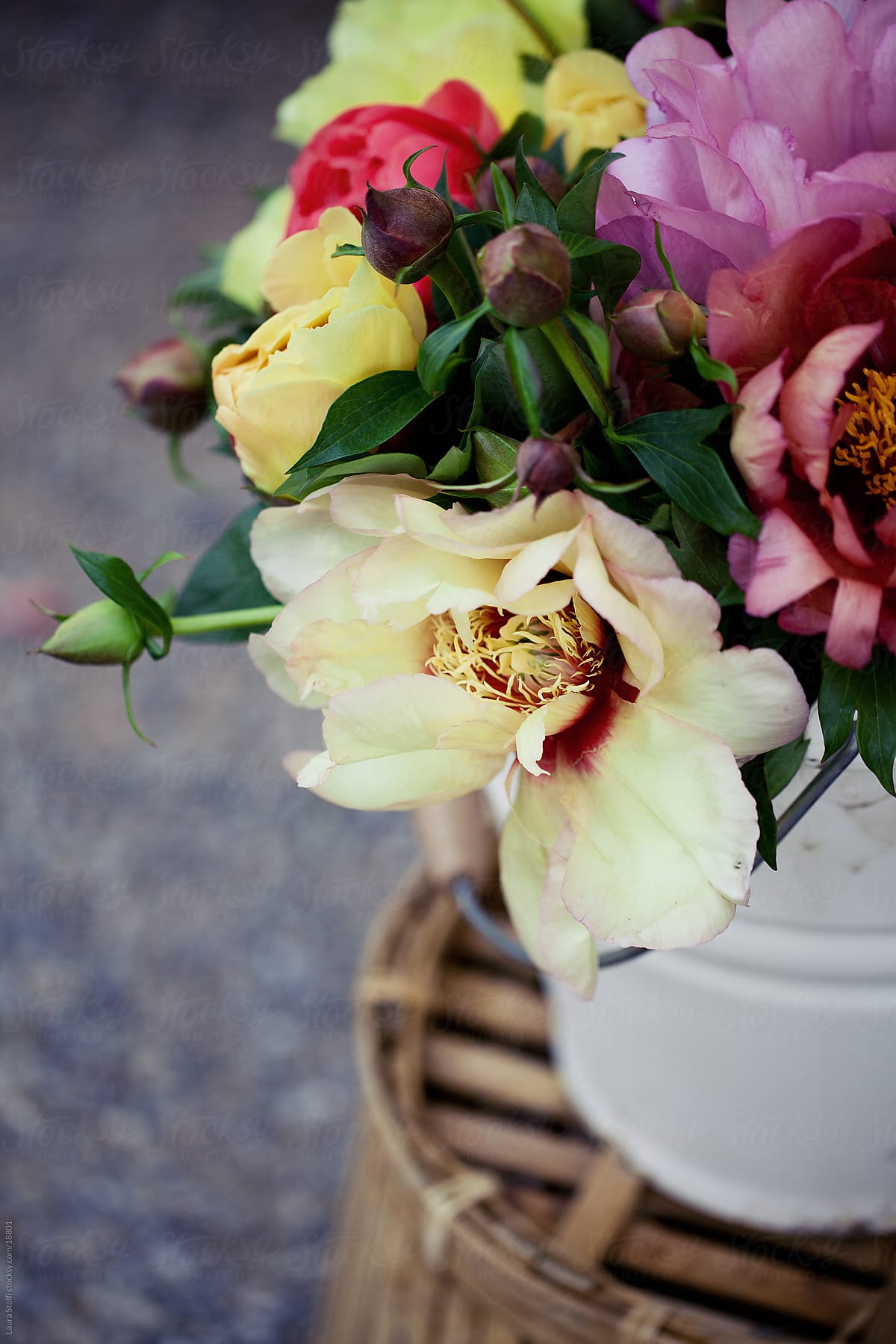 Decorating with cut peonies