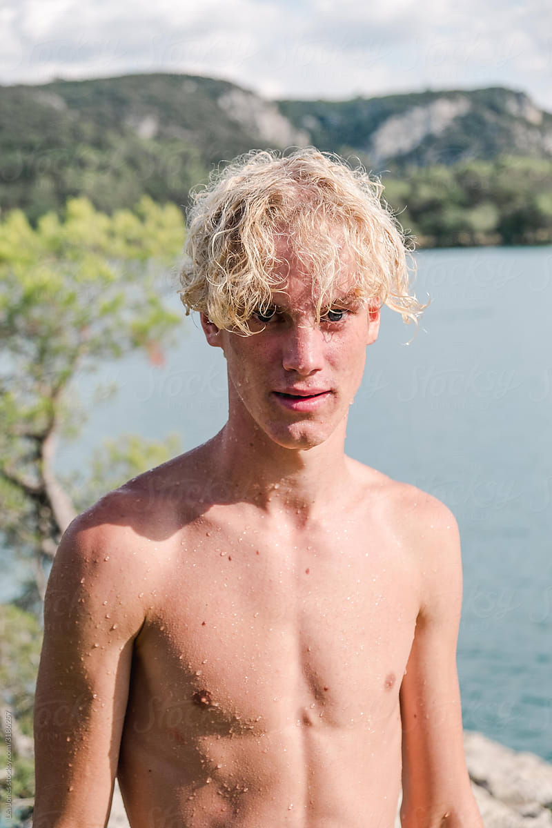 Portrait Of Blond Teenage Boy by Stocksy Contributor Lea Jones