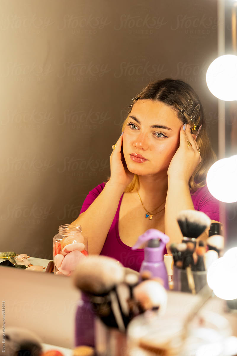 Tranquil Beauty Moment of a woman in a vanity mirror