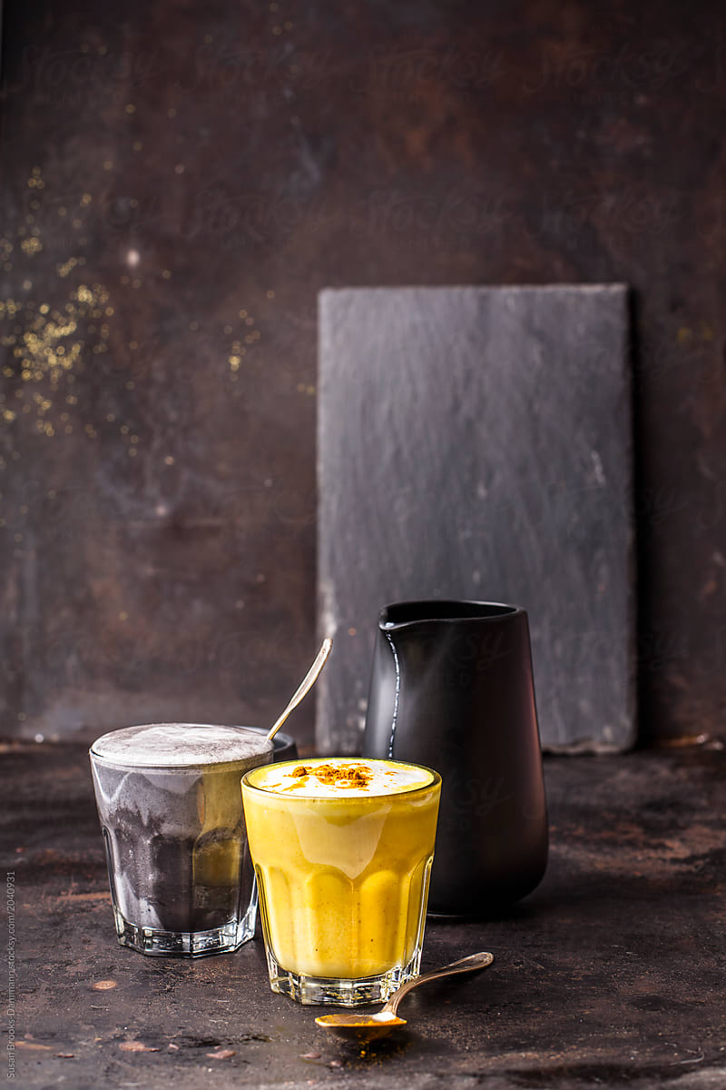 Turmeric and charcoal latte
