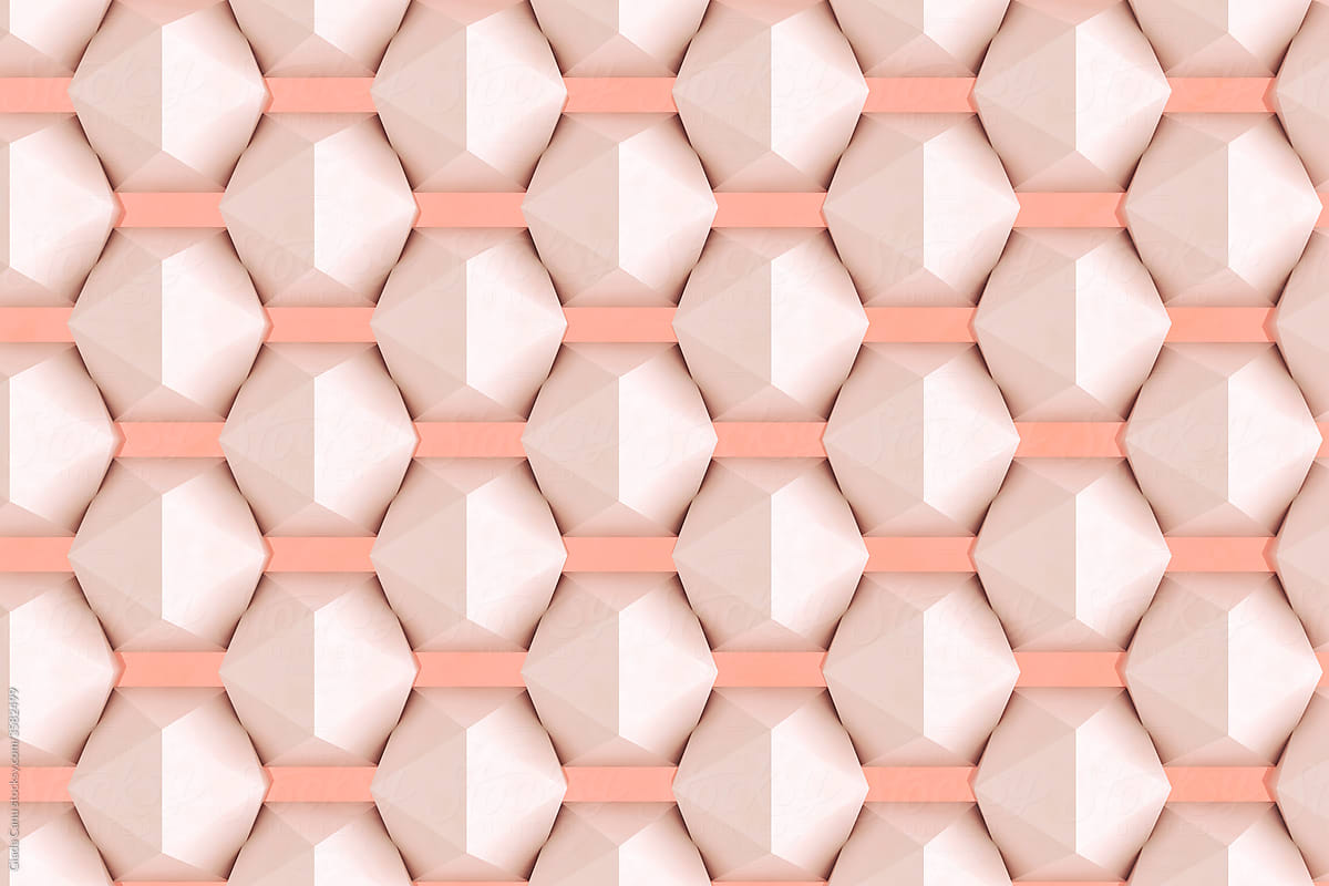 Pink platonic shapes with a pink ball on a pink background