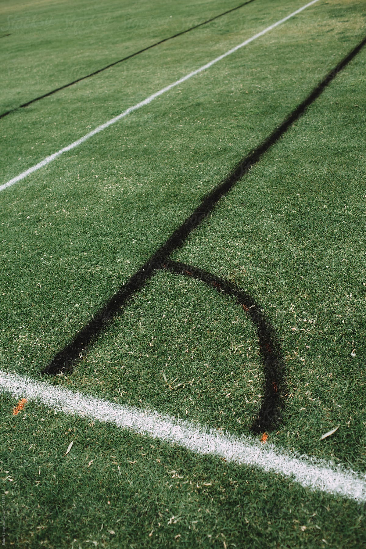 Line marking on a soccer field