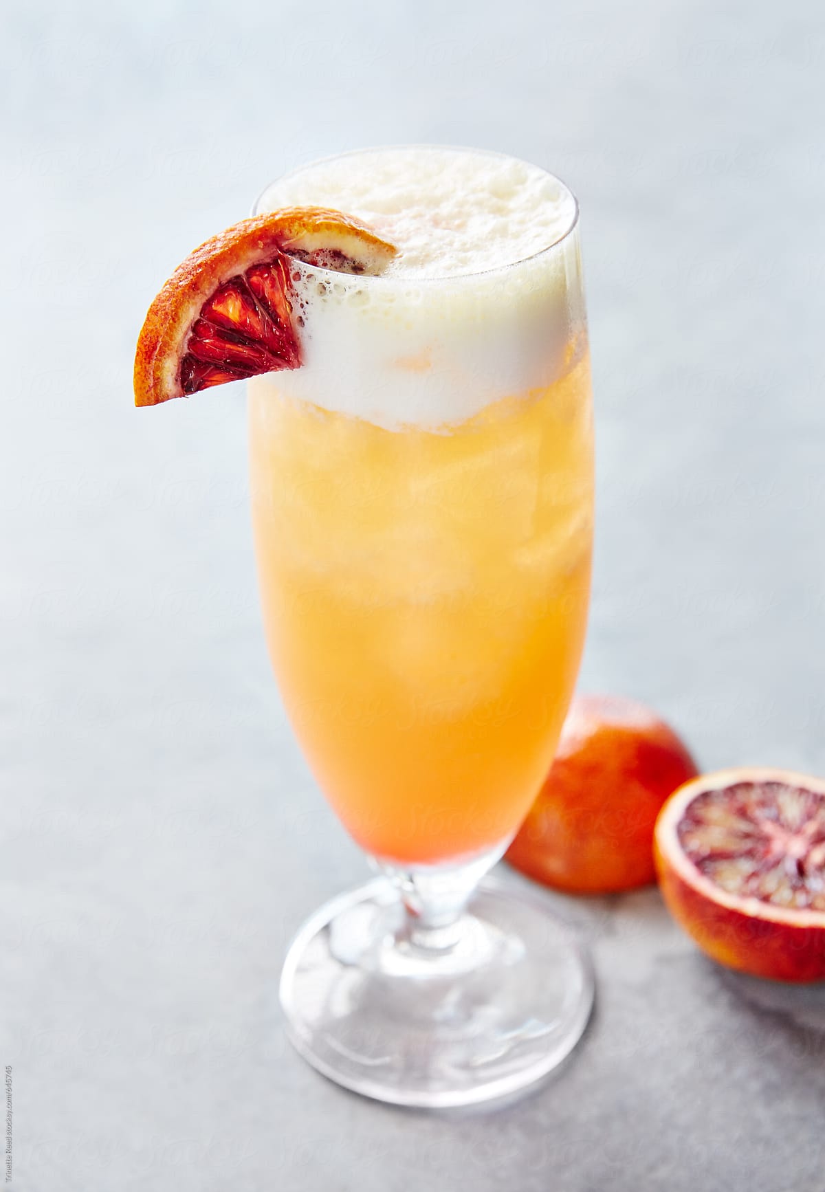 Blood orange vodka signature cocktail on bar