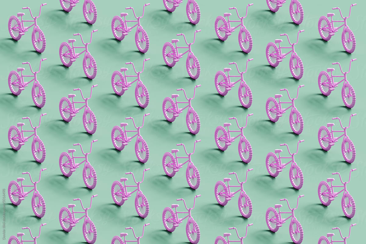 Bicycle 3d illustration. Bike pattern texture.