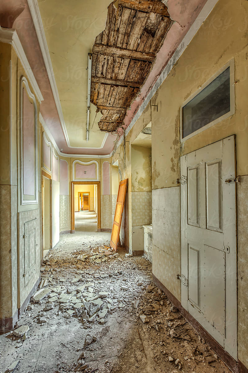 abandoned corridor inside a building
