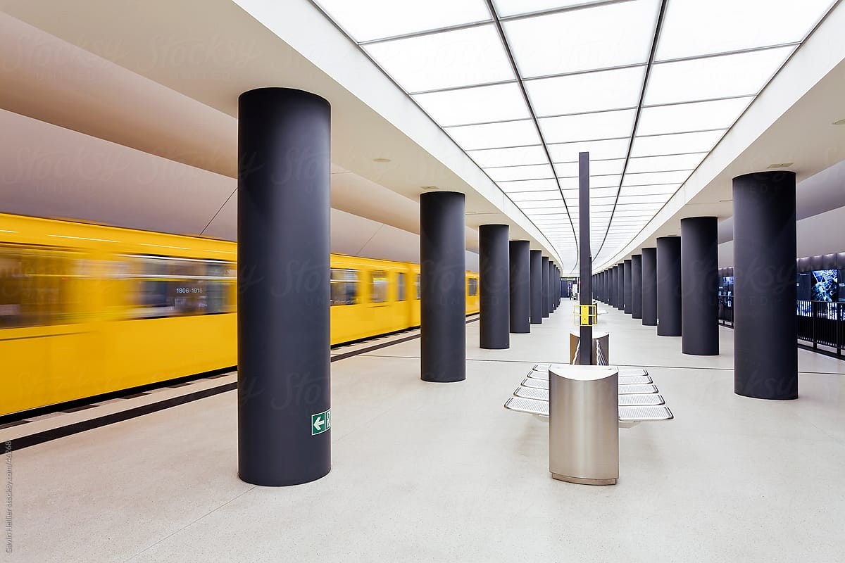 Europe, Germany, Berlin, modern futuristic style subway station