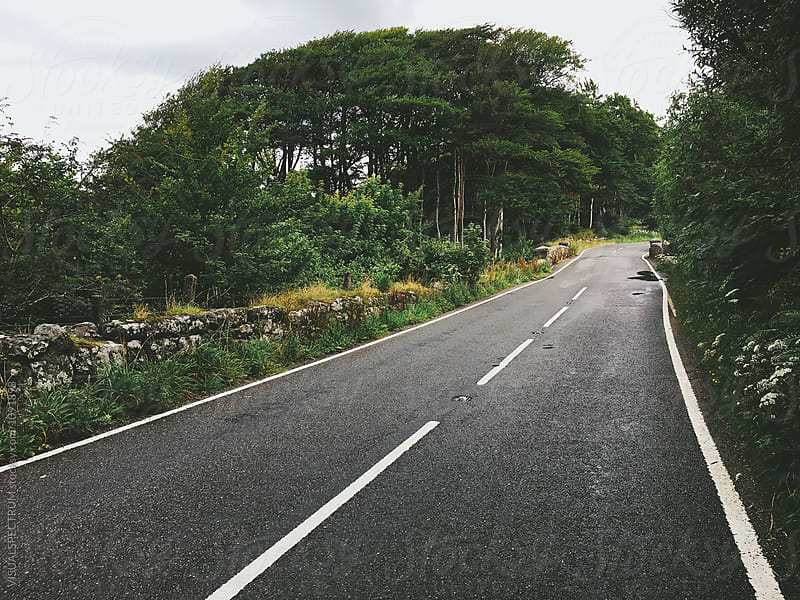Cement Road on Rainy Day in Dartmoor National Park (Devon, England)