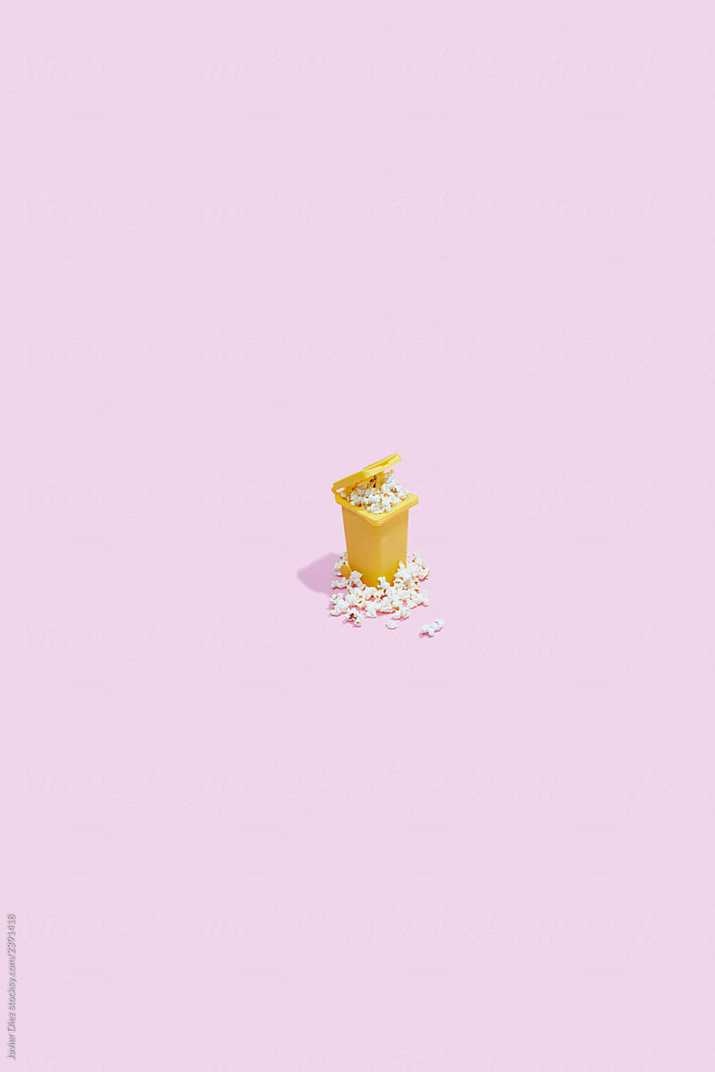 Popcorn in a trash can