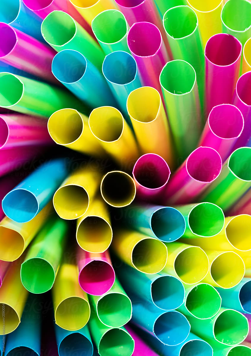 Close Up Of Colorful Plastic Straws