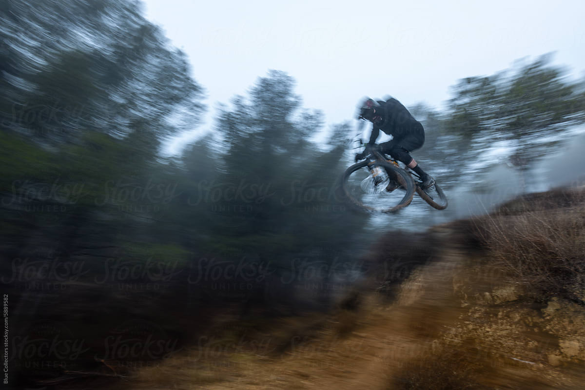 Mountain biker in action