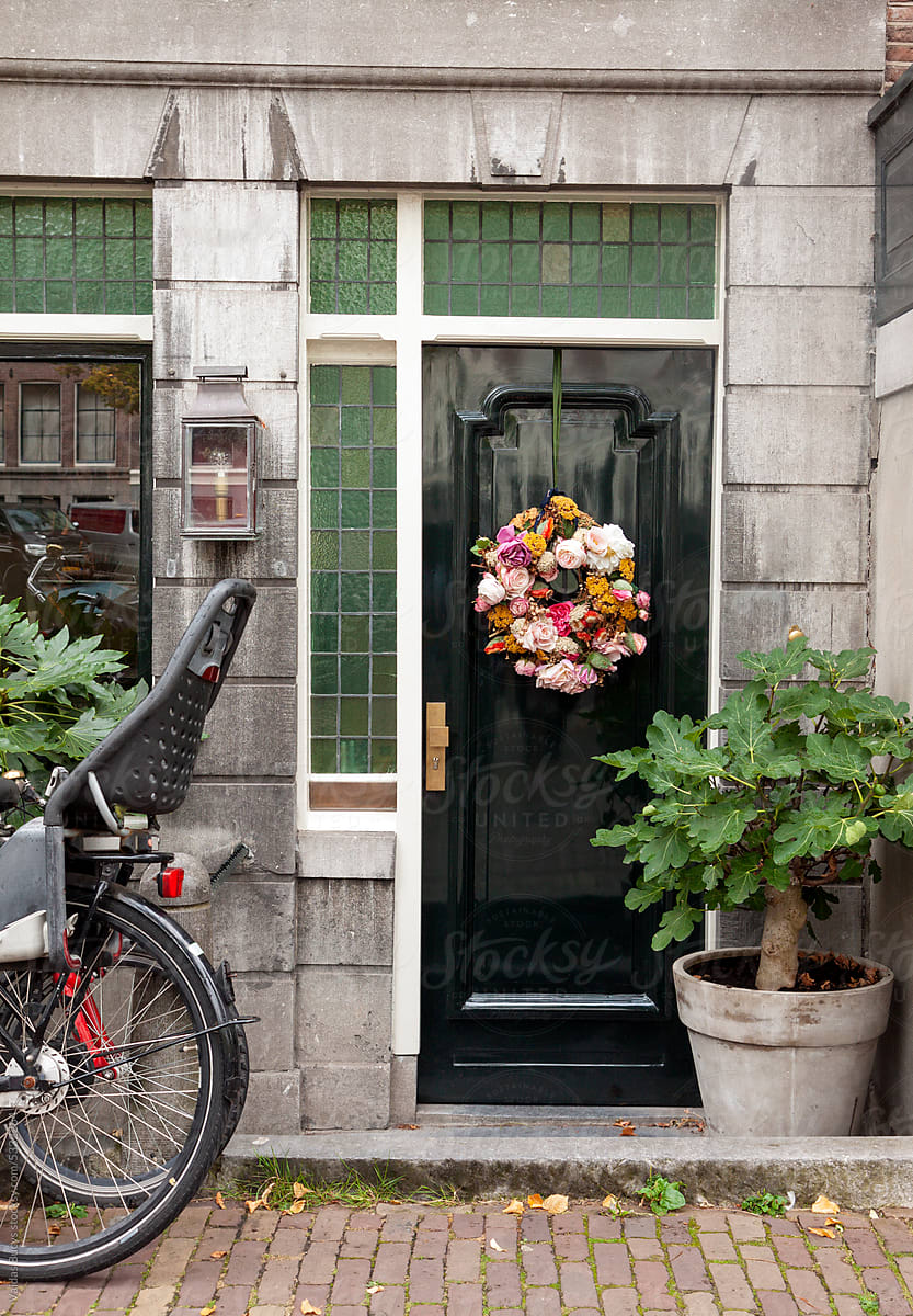Typical home entrance in the old town of Amsterdam