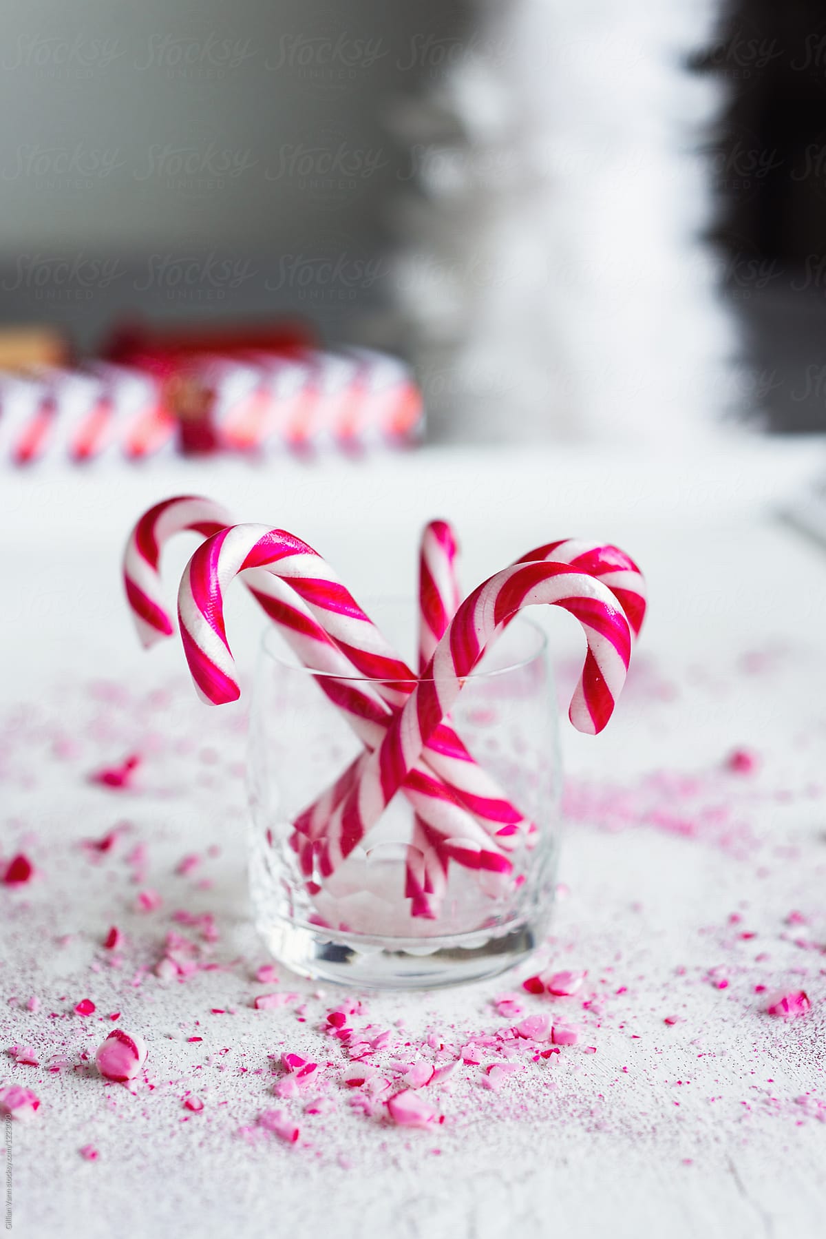 xmas candy canes in a glass